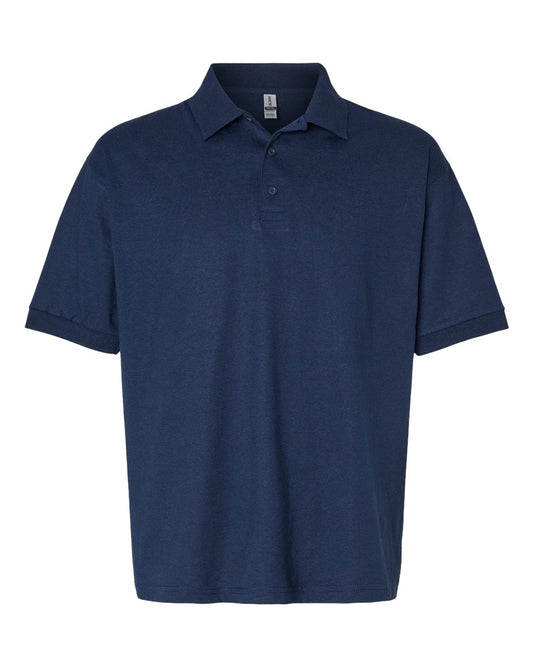 50/50 cotton/polyester knit, 18 singles DryBlend's moisture-management fabric delivers both comfort and coolness. Classic fit Contoured welt collar and cuffs Clean finished placket with dyed-to-match buttons Tear away labe